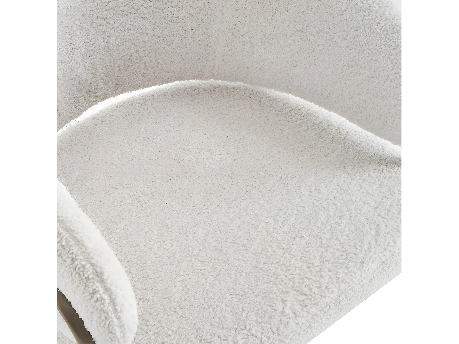 Lot de 4 chaises - tissu en sherpa - pieds dorés - beige