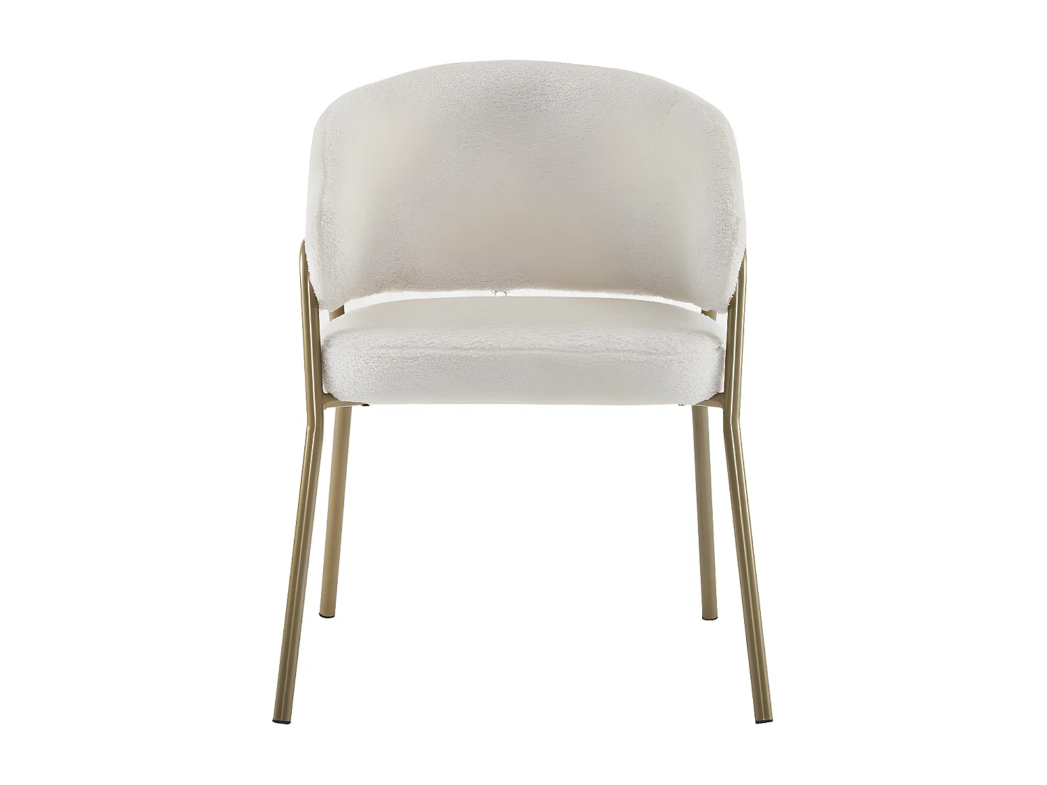 Lot de 4 chaises - tissu en sherpa - pieds dorés - beige