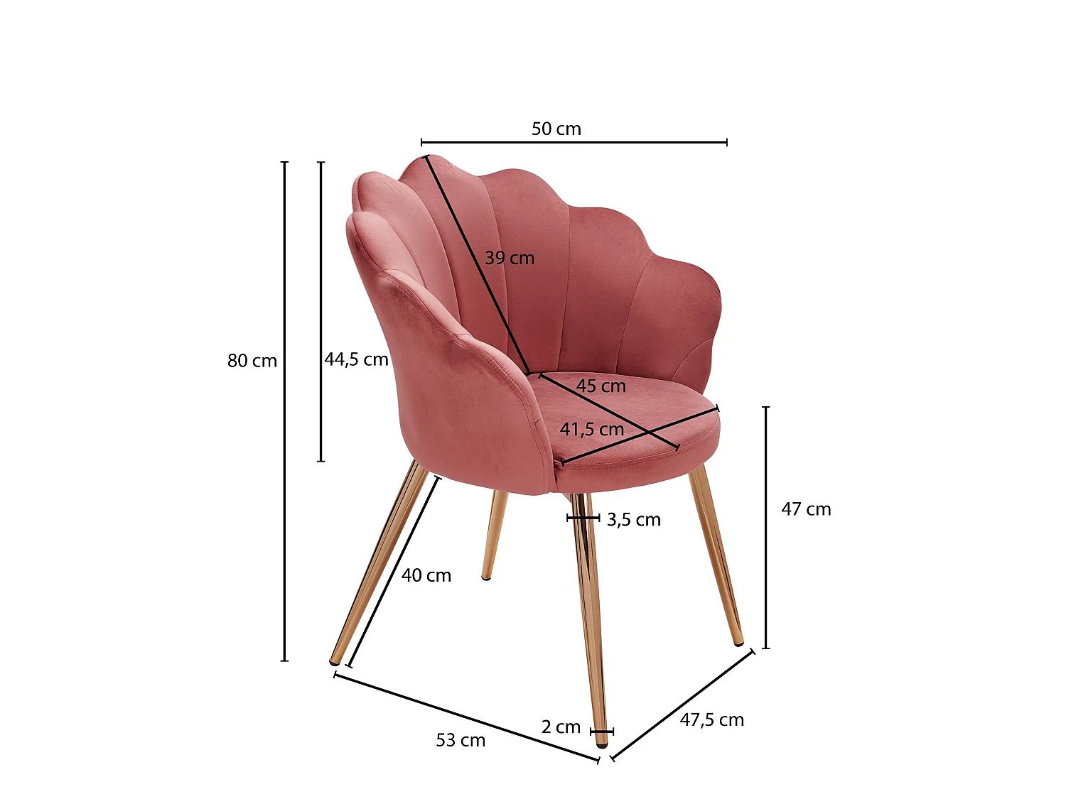 Sedia da pranzo Tulip Sedia da cucina imbottita in velluto / metallo Shell Chair