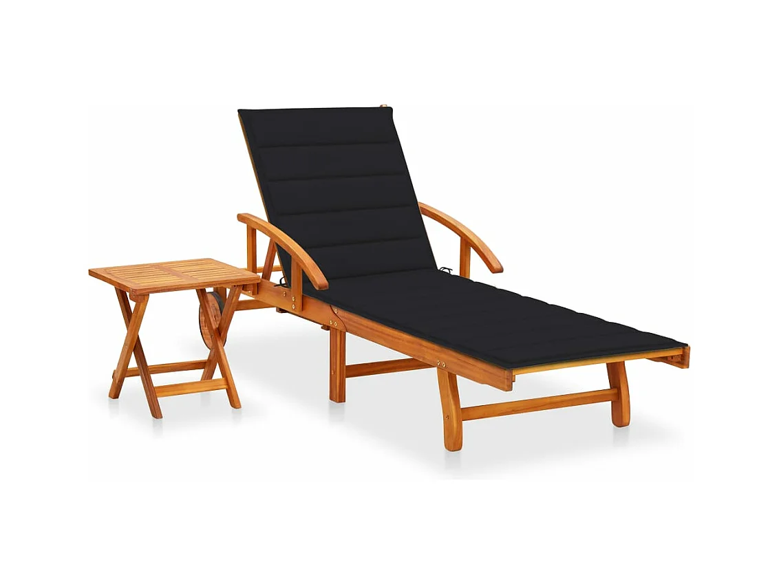 Transat chaise longue bain bois marron 200 x 67 x 30 cm 02_0012612
