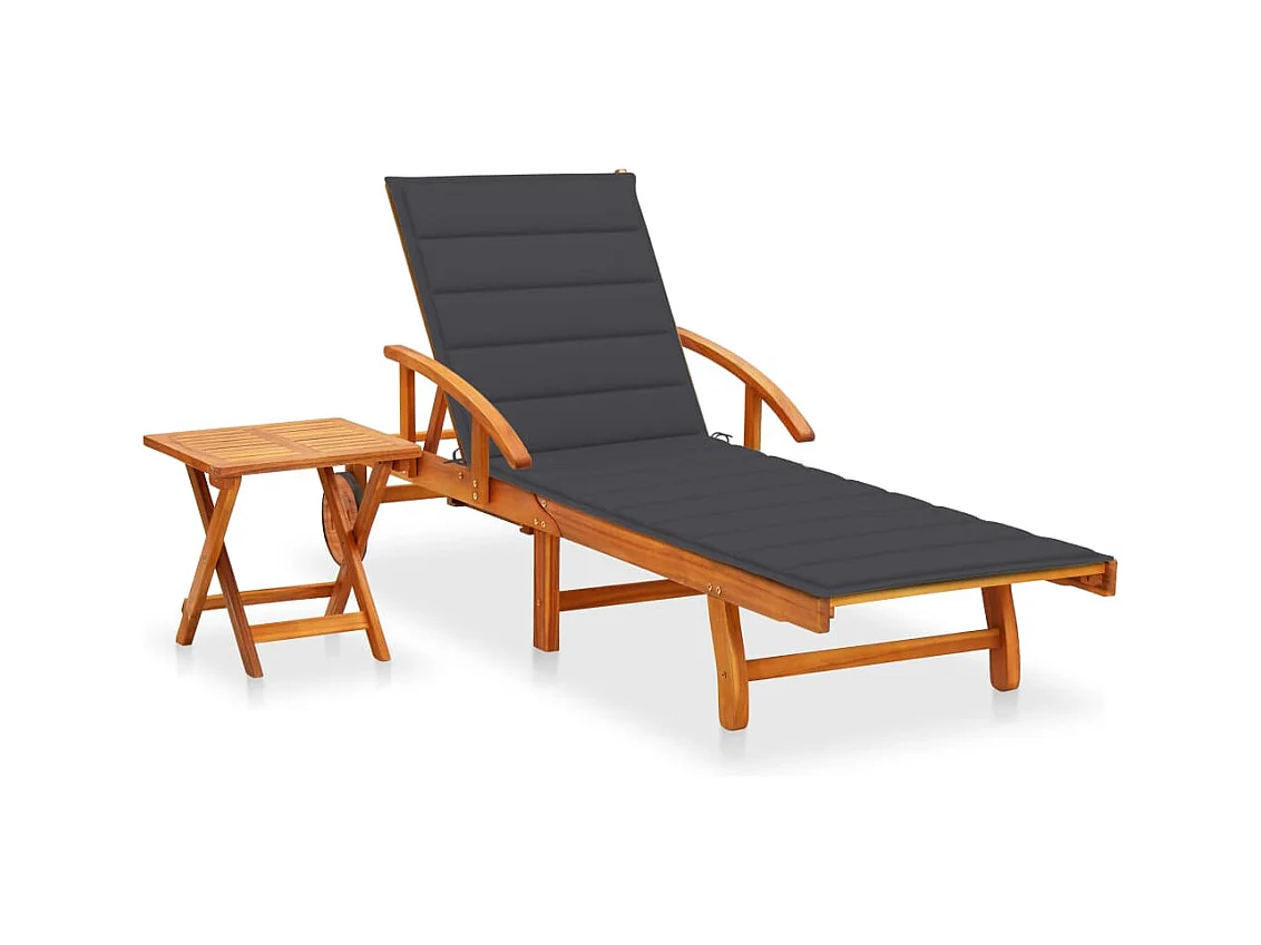 Transat chaise longue bain bois marron 200 x 67 x 30 cm 02_0012619