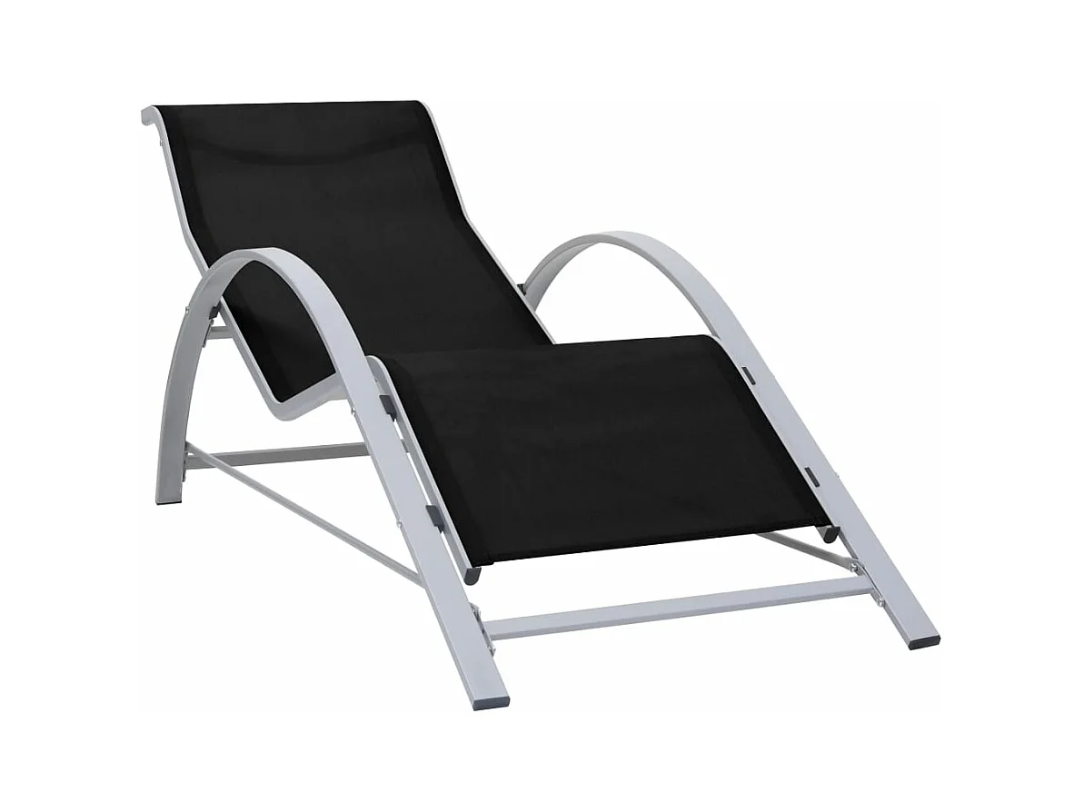 Tumbona tumbona para tomar el sol cama de jardín terraza muebles de exterior textileno y aluminio negro 02_0012932