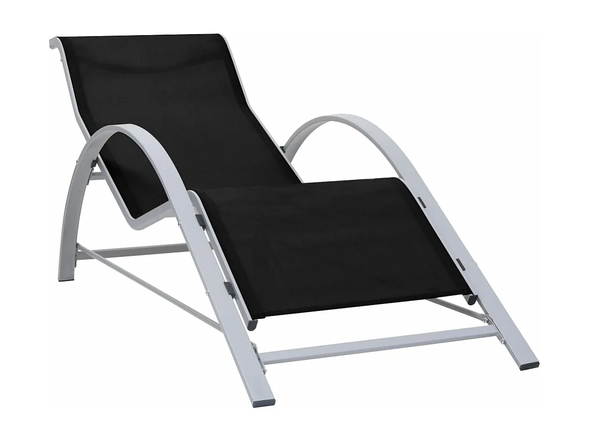 Espreguiçadeira espreguiçadeira para banhos de sol cama de jardim terraço mobiliário de exterior em têxtil e alumínio preto 02_0012932