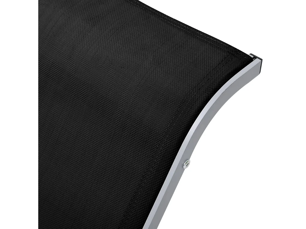 Espreguiçadeira espreguiçadeira para banhos de sol cama de jardim terraço mobiliário de exterior em têxtil e alumínio preto 02_0012932