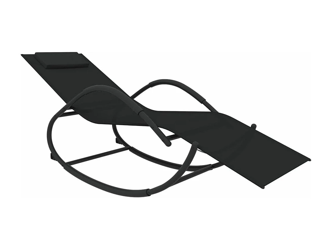 Transat chaise longue bain noire 158 x 60 x 77 cm 02_0012974