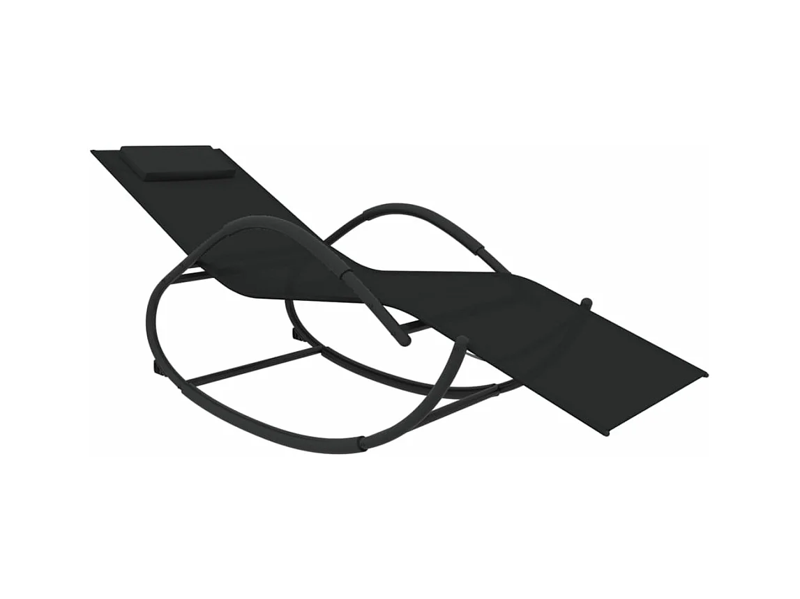 Transat chaise longue bain noire 158 x 60 x 77 cm 02_0012974