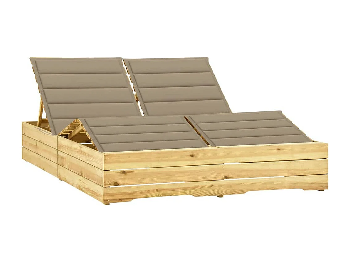 Transat chaise longue bain bois beige 198 x 135 x 30 cm 02_0012748