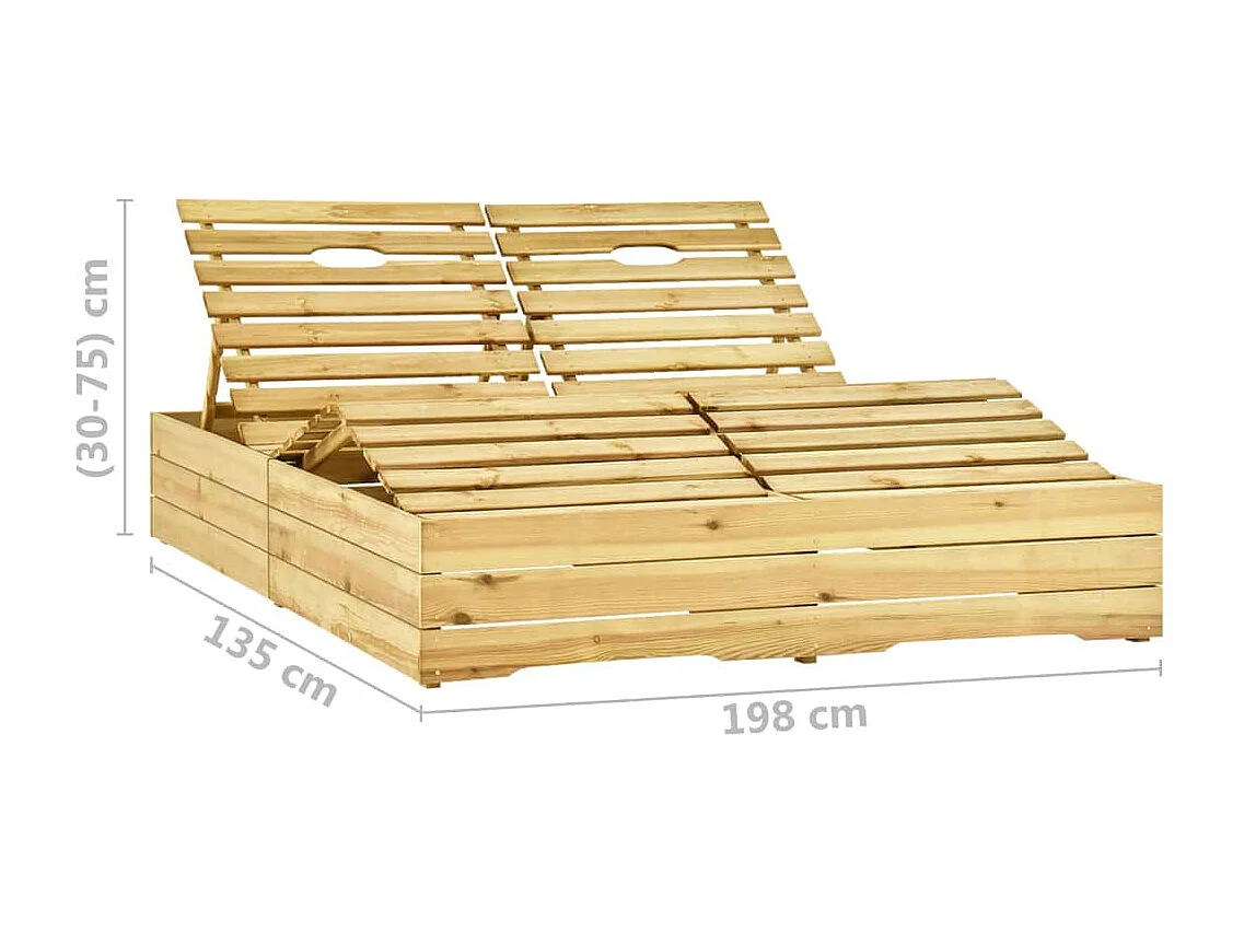 Transat chaise longue bain bois beige 198 x 135 x 30 cm 02_0012748