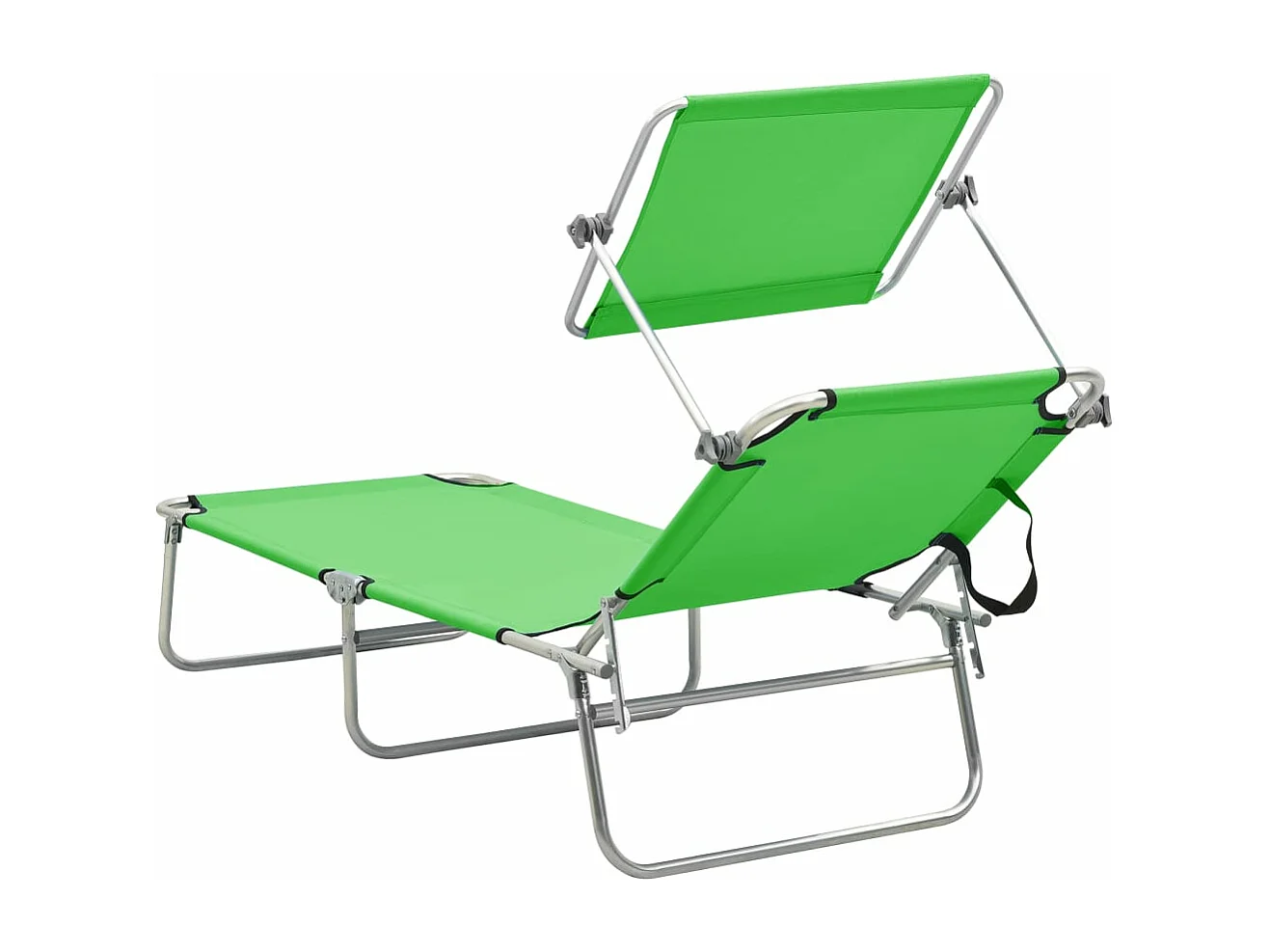 Tumbona tumbona para tomar el sol cama de jardín terraza muebles de exterior plegables con toldo de aluminio verde 02_0012834
