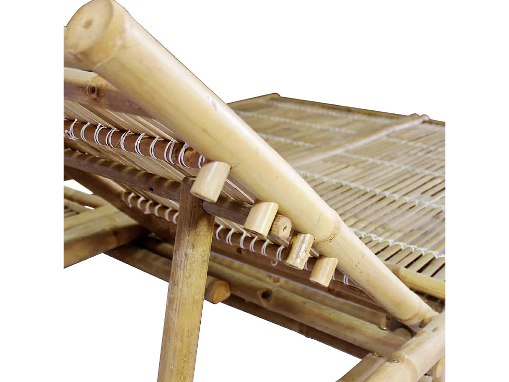 Espreguiçadeira espreguiçadeira para banhos de sol jardim cama terraço móveis de exterior para 2 pessoas com almofadas de bambu 02_0012899