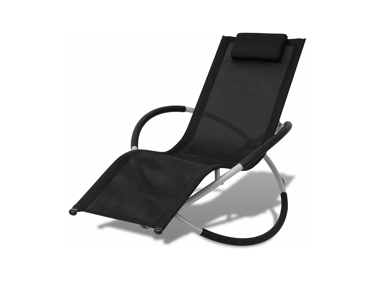 Sdraio sedia a sdraio prendisole lettino da giardino terrazza geometrico mobili da esterno acciaio nero e grigio 02_0012778
