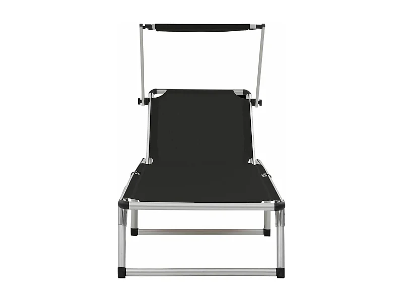 Transat chaise longue bain aluminium noire 186 x 58 x 25.5 cm 02_0012819