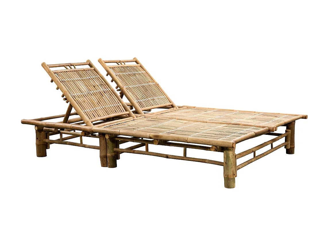 Espreguiçadeira espreguiçadeira para banhos de sol jardim cama terraço móveis de exterior para 2 pessoas com almofadas de bambu 02_0012905
