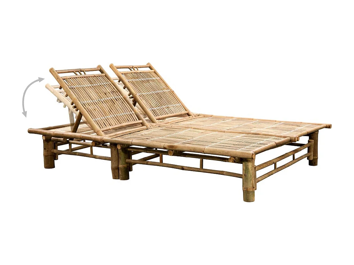 Espreguiçadeira espreguiçadeira para banhos de sol jardim cama terraço móveis de exterior para 2 pessoas com almofadas de bambu 02_0012905