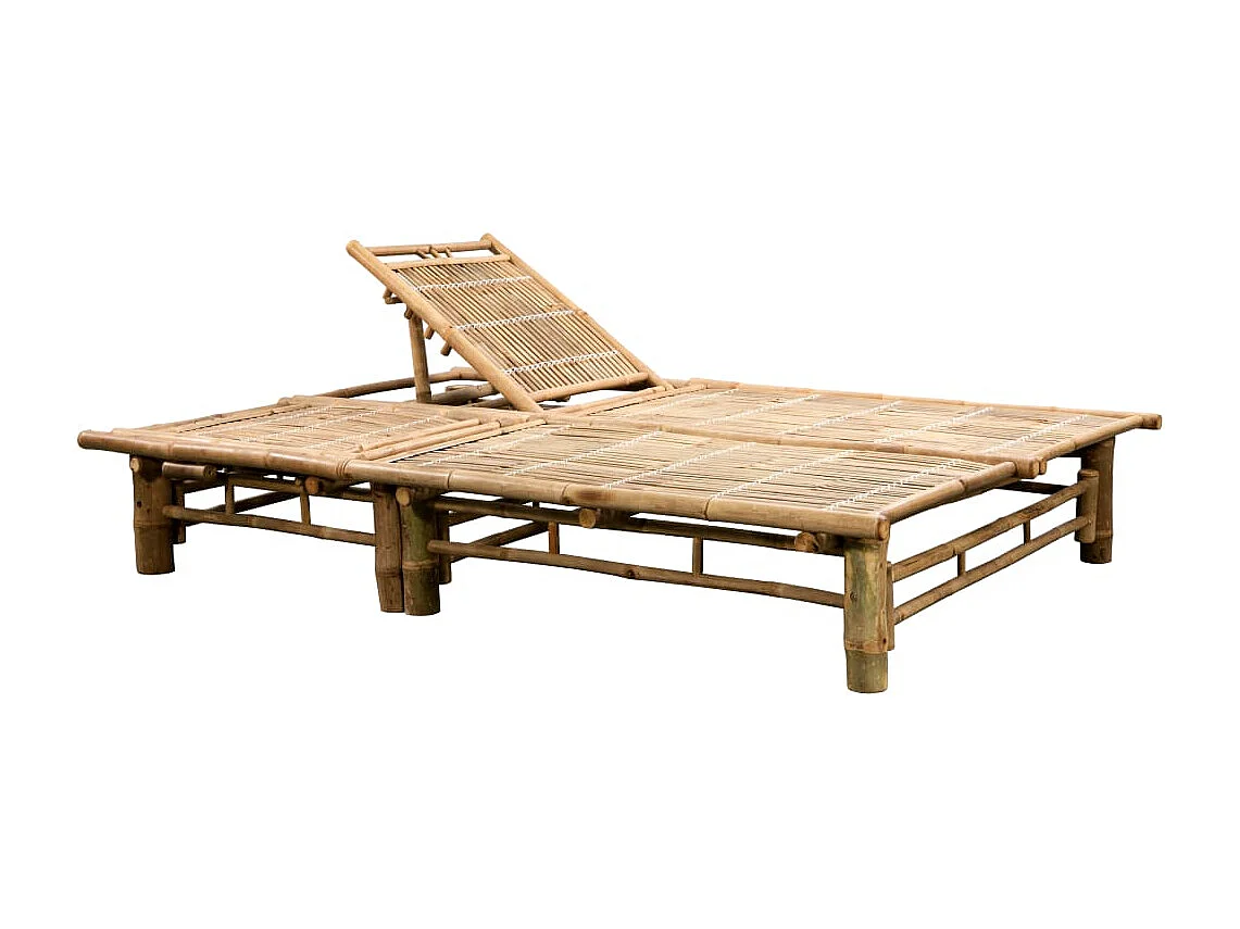 Transat chaise longue bain bambou marron 200 x 130 x 24 cm 02_0012905