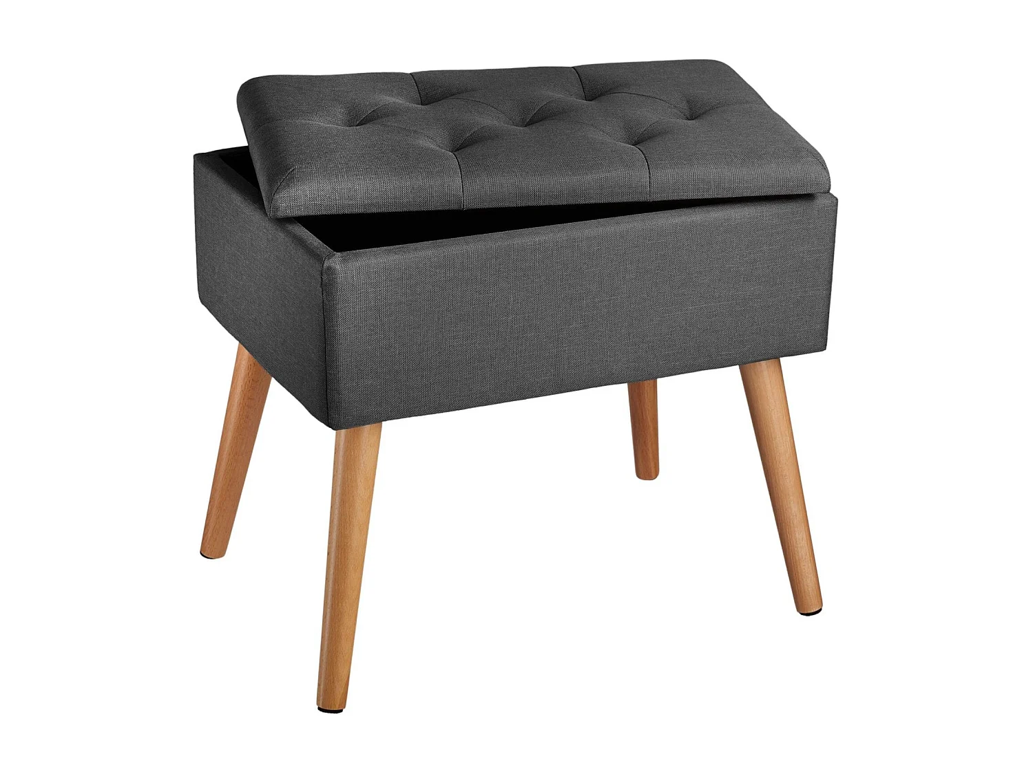 Taburete de banco con asiento tipo puf y caja de almacenamiento 51 cm gris 08_0000293