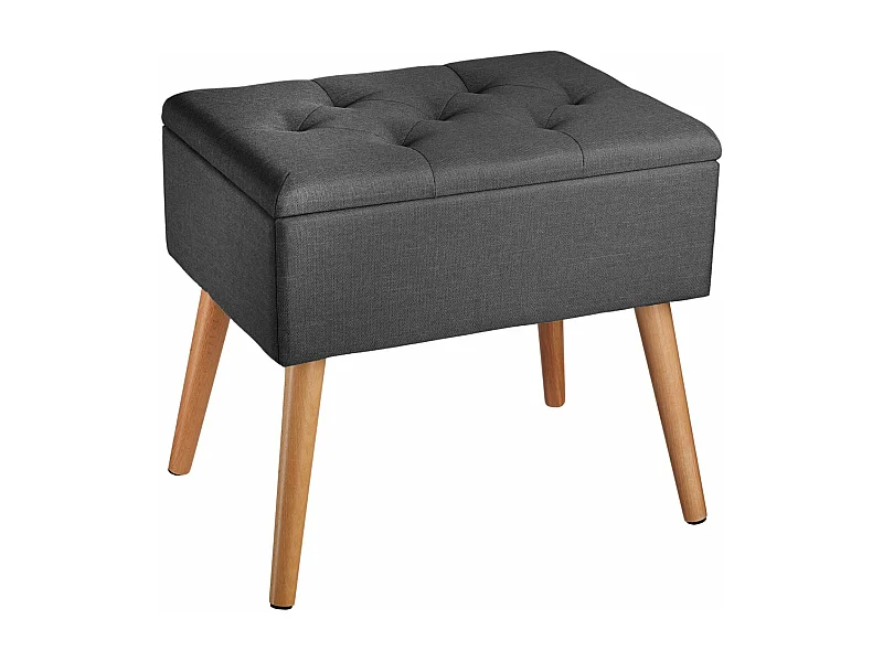 Taburete de banco con asiento tipo puf y caja de almacenamiento 51 cm gris 08_0000293