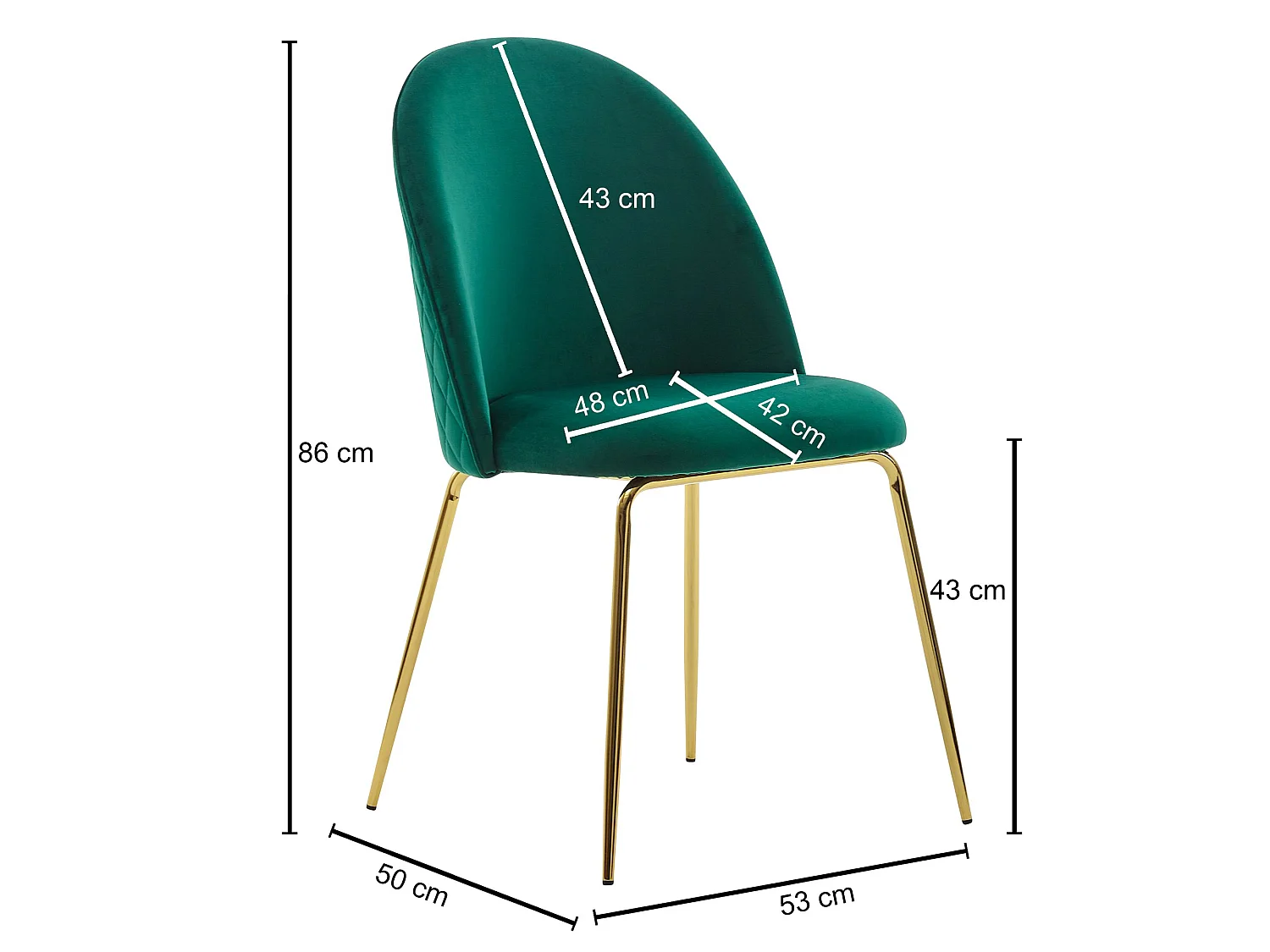 Ensemble de 2 Chaises de salle à manger Velours Chaises de Cuisine Tissu