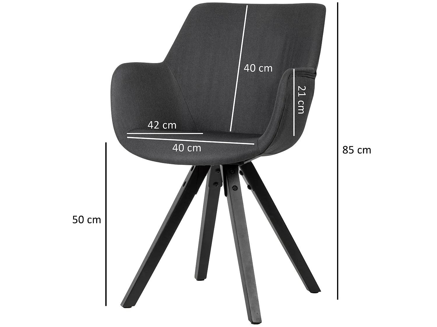 Sedia da Cucina Set di 2 Tessuto e Legno Sedie per Sala da Pranzo 100 kg