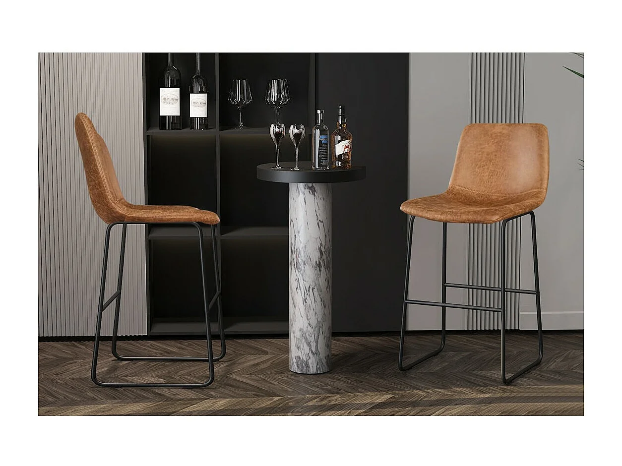 Cadeira de balcão MANCO PU Cognac, dimensões: A93 x L48 x P56 cm, ideal para a sua cozinha/balcão.