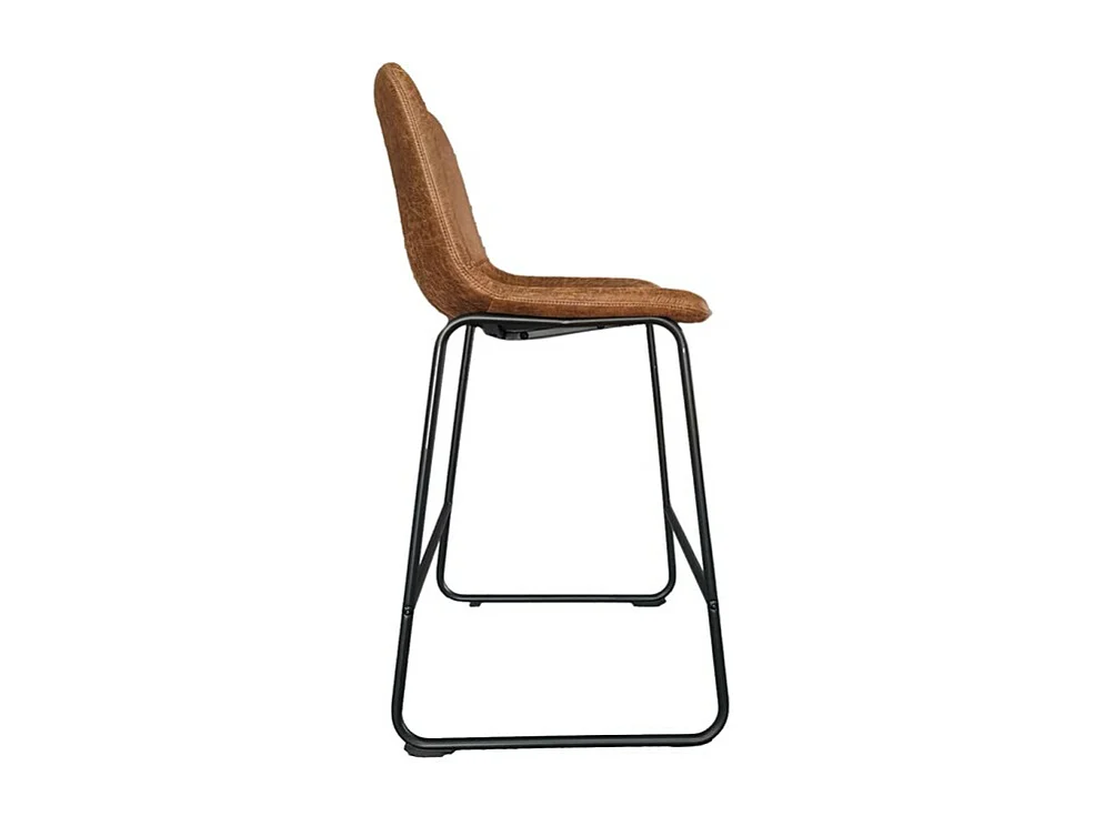 MANCO Barhocker – PU Cognac – Metallbeine – Höhe 93 cm – Vintage-Stil