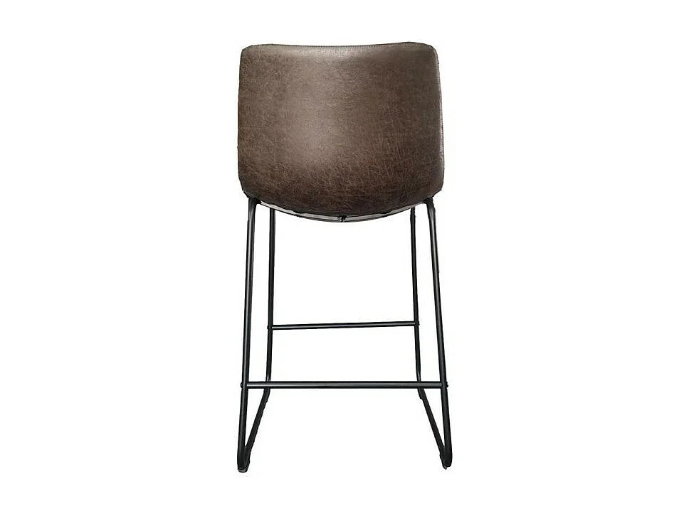 MANCO Barhocker - Dunkelbraunes PU - Metallbeine - Höhe 93 cm - Vintage-Stil