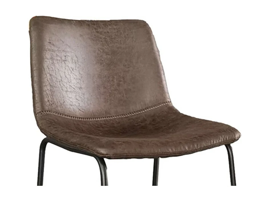 MANCO Barhocker - Dunkelbraunes PU - Metallbeine - Höhe 93 cm - Vintage-Stil