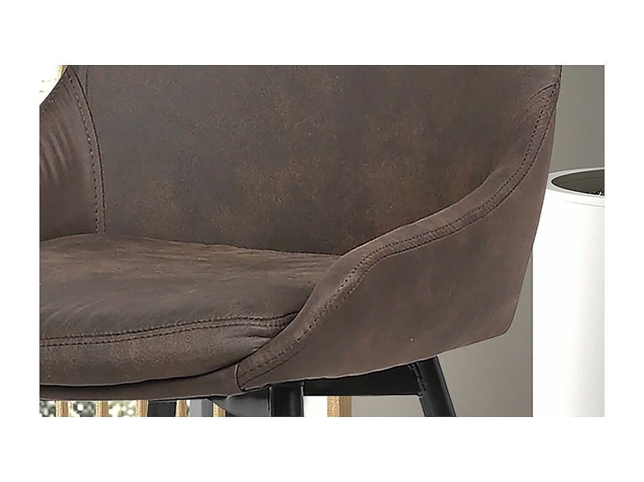 Stoel MICRA PU Microvezel Bruin, afmetingen: H86 x B49 x D61 cm, ideaal voor een prestigieuze woonkamer.