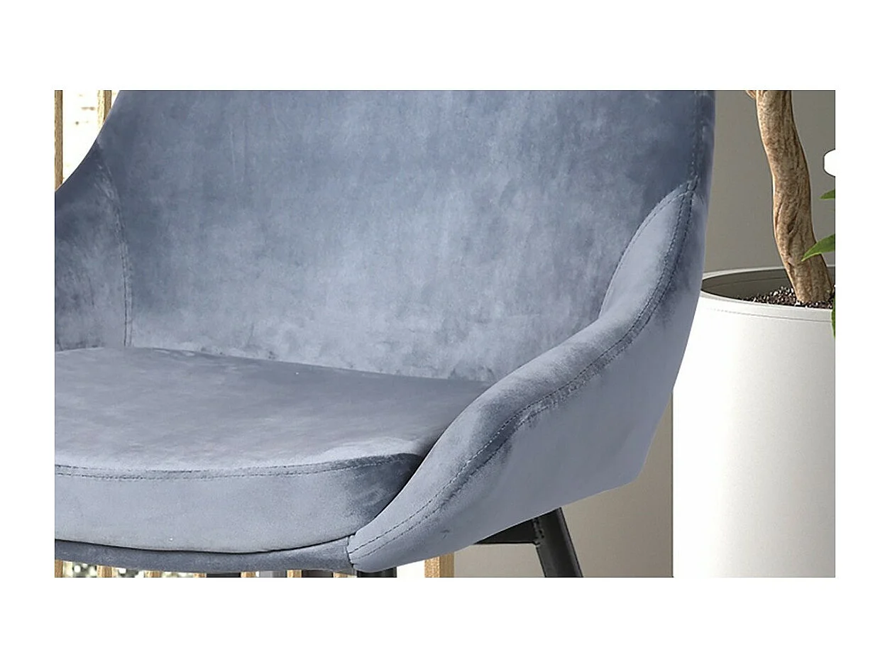 Chaise MICRA Velours Bleu, dimensions: H86 x L49 x P61 cm, idéal pour un salon de prestige