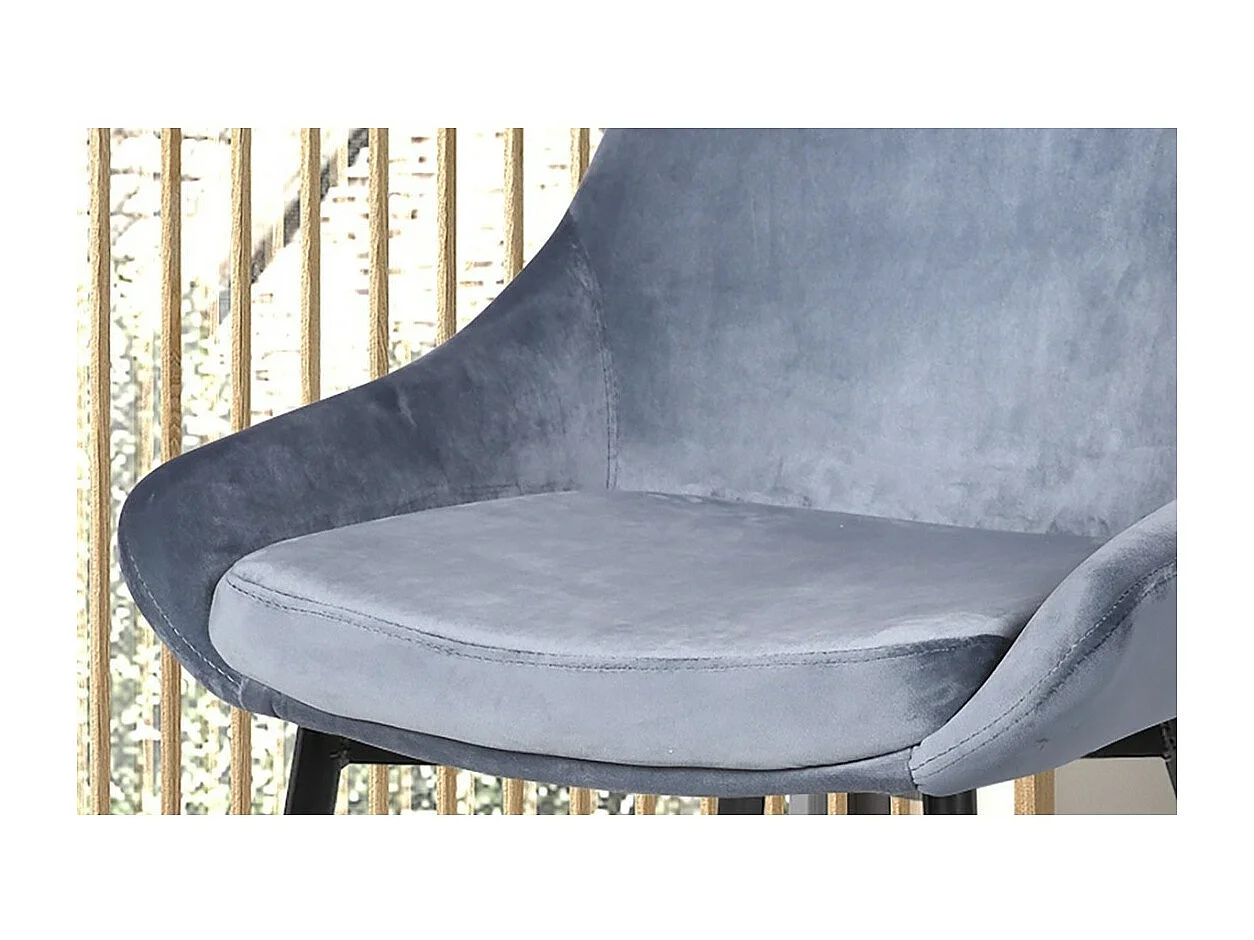 Chaise MICRA Velours Bleu, dimensions: H86 x L49 x P61 cm, idéal pour un salon de prestige