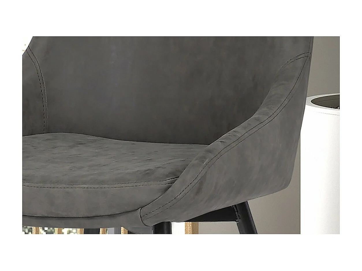 Chaise MICRA – PU microfibre gris clair – Pieds métal noir – H86 x L49 x P61 cm