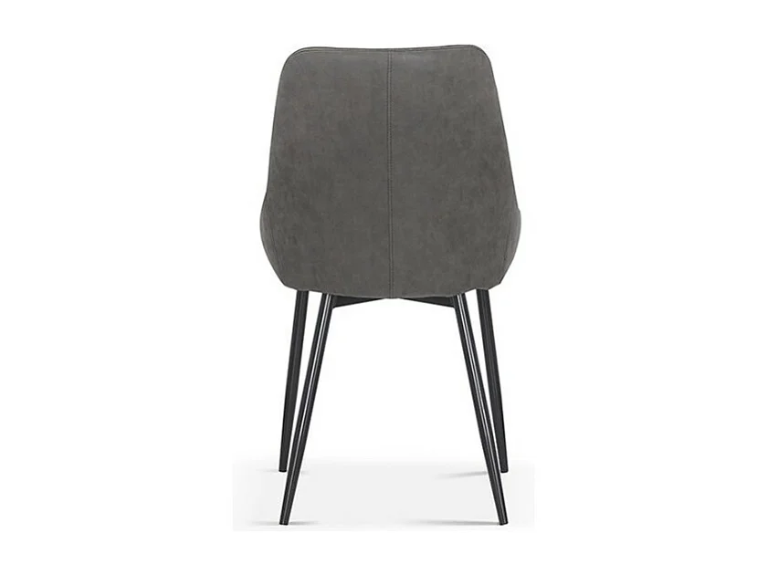 Chaise MICRA – PU microfibre gris clair – Pieds métal noir – H86 x L49 x P61 cm