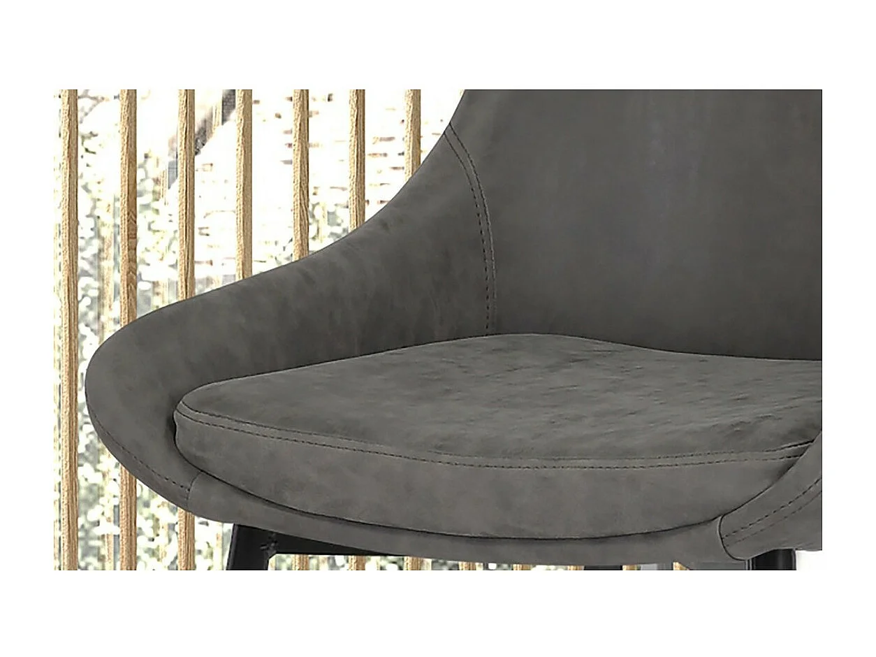 Chaise MICRA – PU microfibre gris clair – Pieds métal noir – H86 x L49 x P61 cm