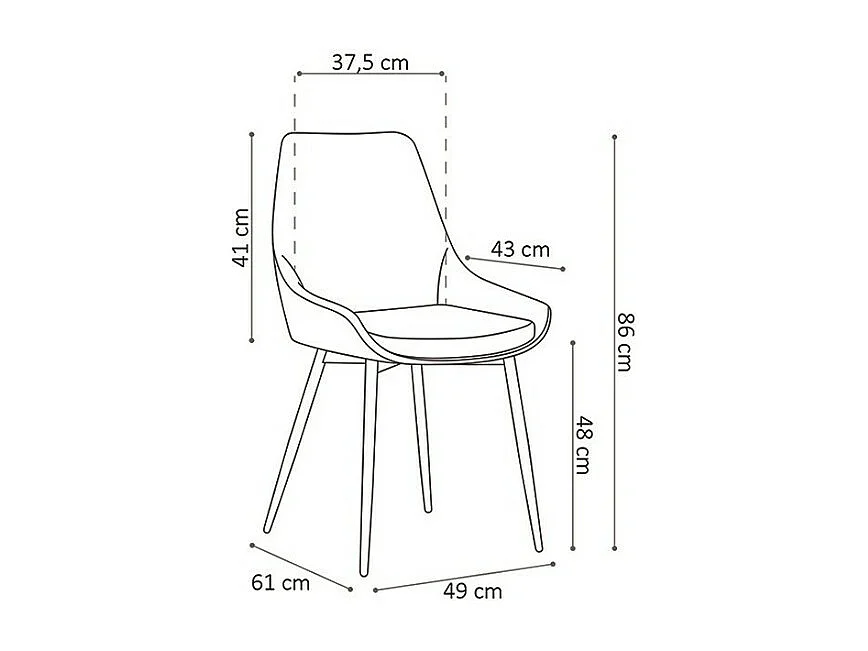 Cadeira MICRA Veludo Cinza, dimensões: H86 x L49 x P61 cm, ideal para uma sala de estar prestigiosa