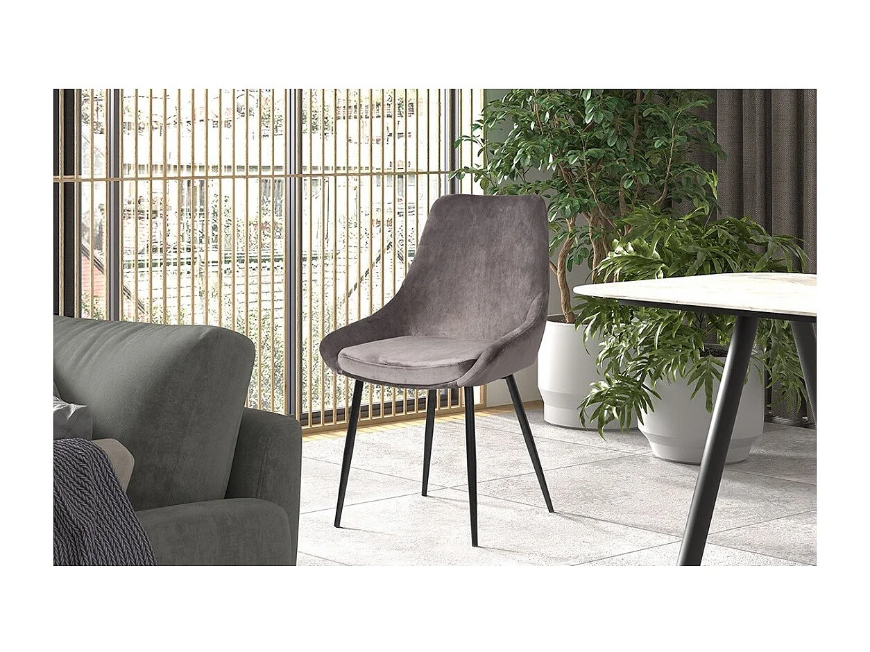 Cadeira MICRA Veludo Cinza, dimensões: H86 x L49 x P61 cm, ideal para uma sala de estar prestigiosa