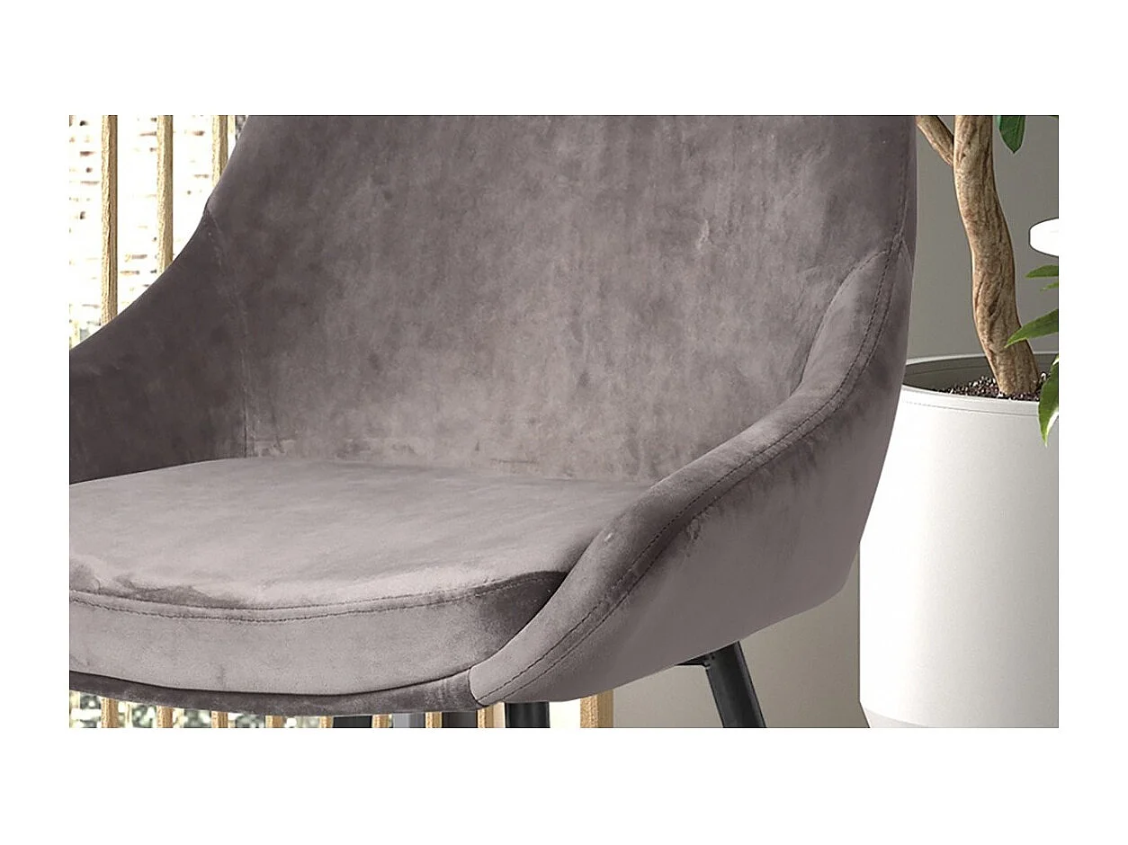 Cadeira MICRA Veludo Cinza, dimensões: H86 x L49 x P61 cm, ideal para uma sala de estar prestigiosa