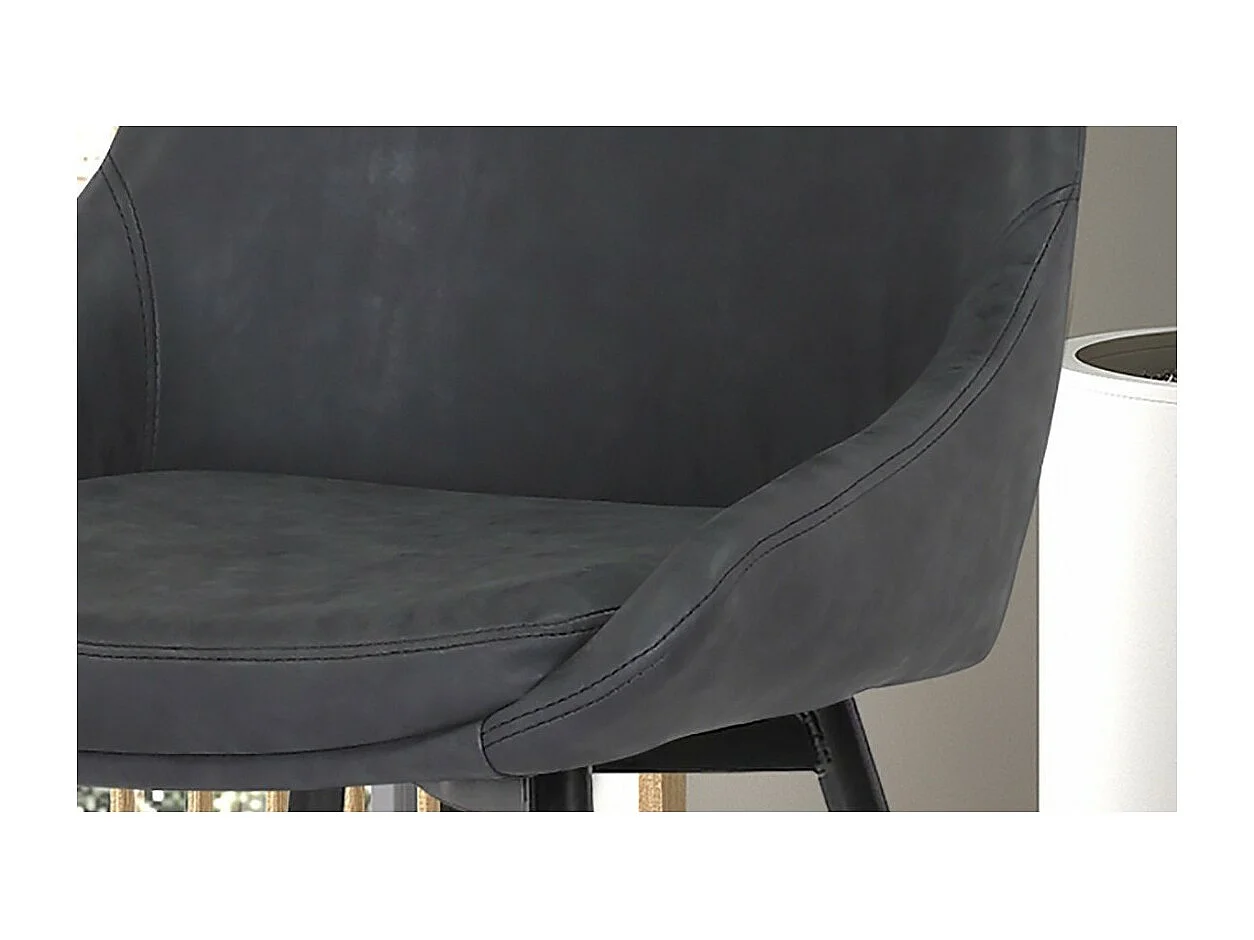 Chaise MICRA – PU gris foncé – Pieds métal noir – H86 x L49 x P61 cm