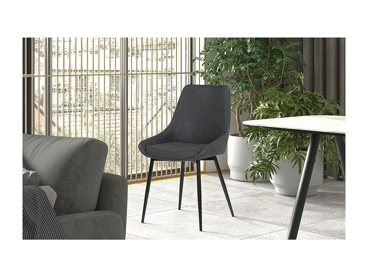 Sedia MICRA PU Grigio scuro, dimensioni: H86 x L49 x P61 cm, ideale per un soggiorno prestigioso.