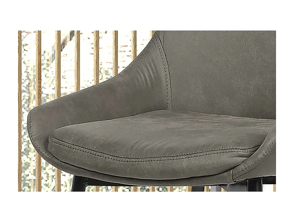 Chaise MICRA – PU microfibre gris – Pieds métal noir – H86 x L49 x P61 cm