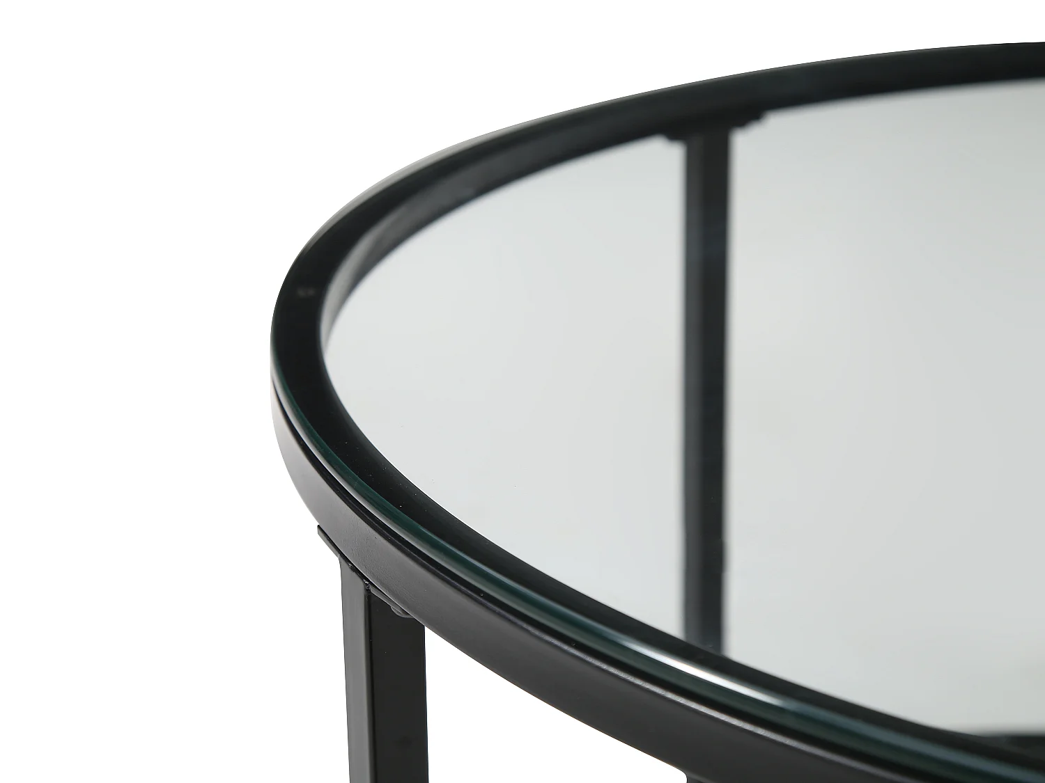 Couchtisch 2er-Set - MDF, Sicherheitsglas & schwarzes Metall - Transparent & Holzfarben - REMINA von Pascal MORABITO