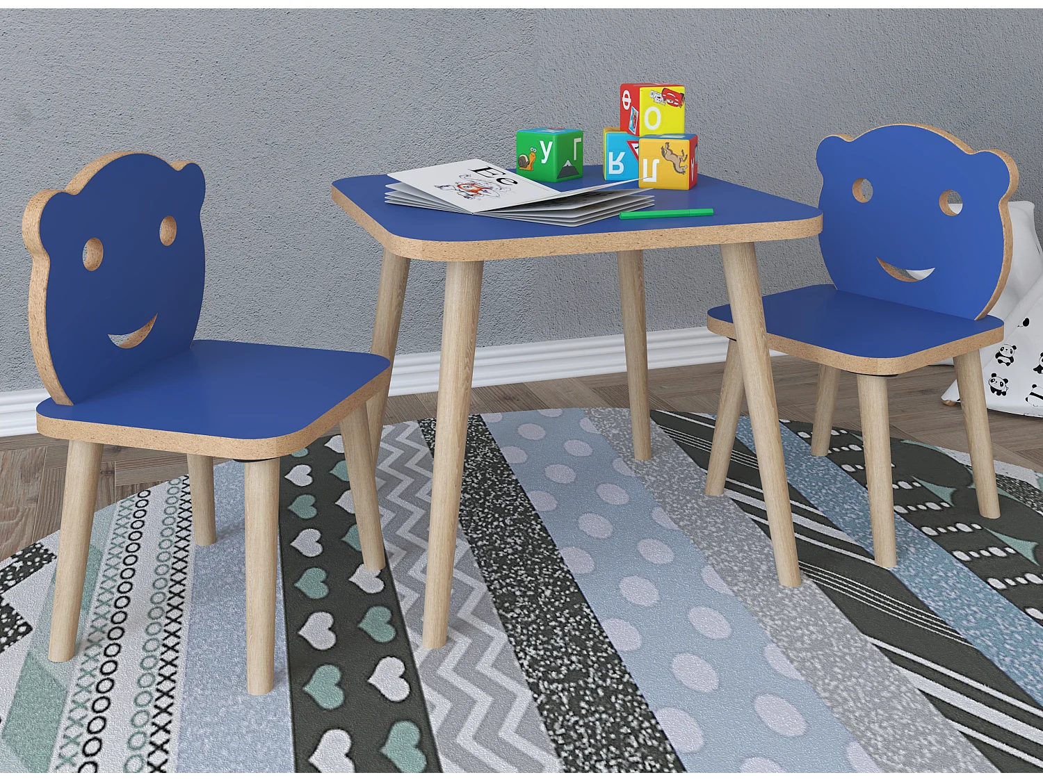 3tlg. Sitzgruppe Kinder Kindermöbel Tisch Stuhl