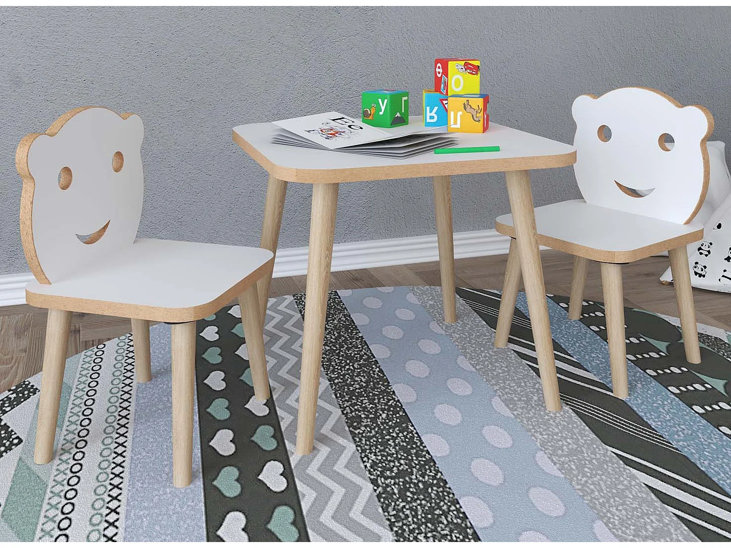 3tlg. Sitzgruppe Kinder Kindermöbel Tisch Stuhl