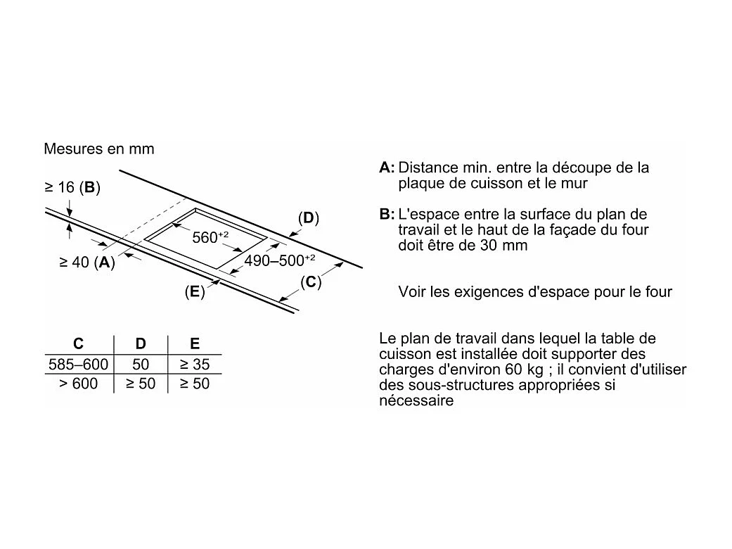 Bosch Table de cuisson induction 60cm 4 feux 7400w noir - PIE631HB1E