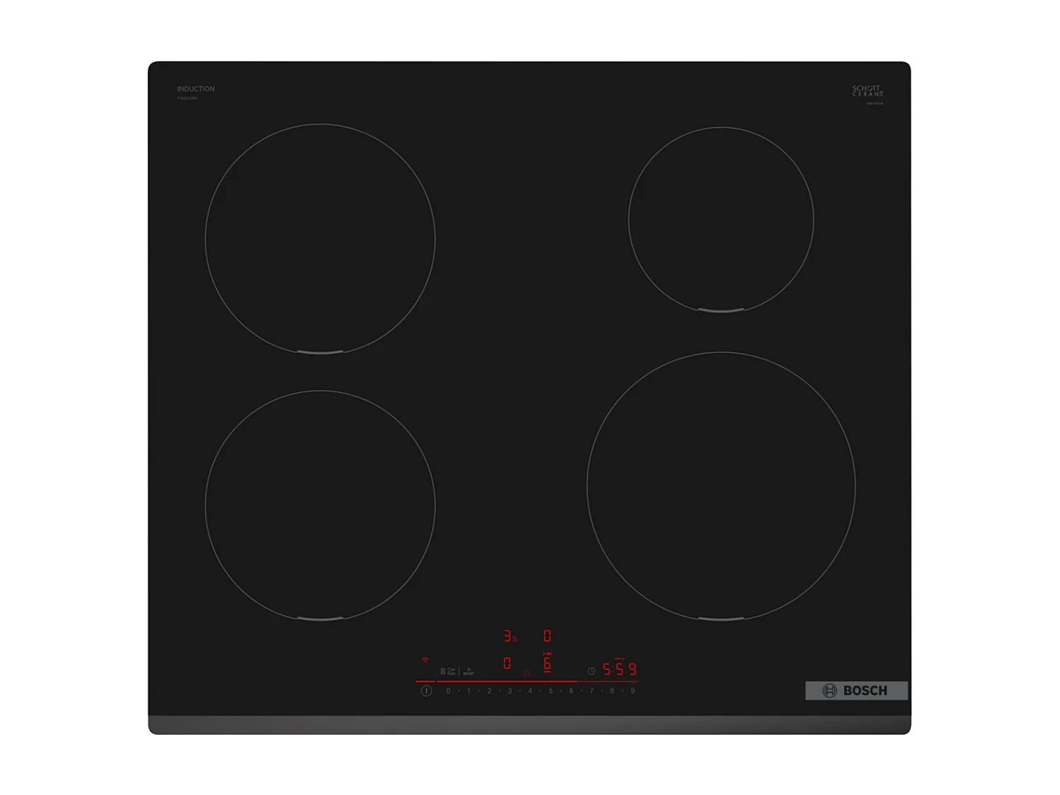 Bosch Table de cuisson induction 60cm 4 feux 7400w noir - PIE631HB1E