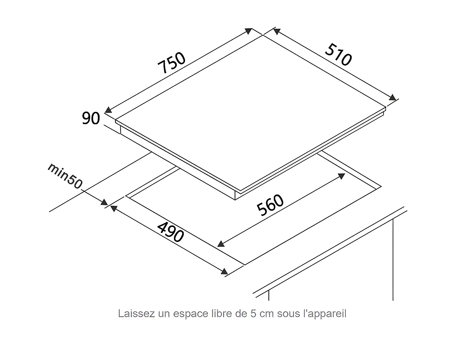 Fagor Table de cuisson gaz 75cm 5 feux noir - FAG6650N