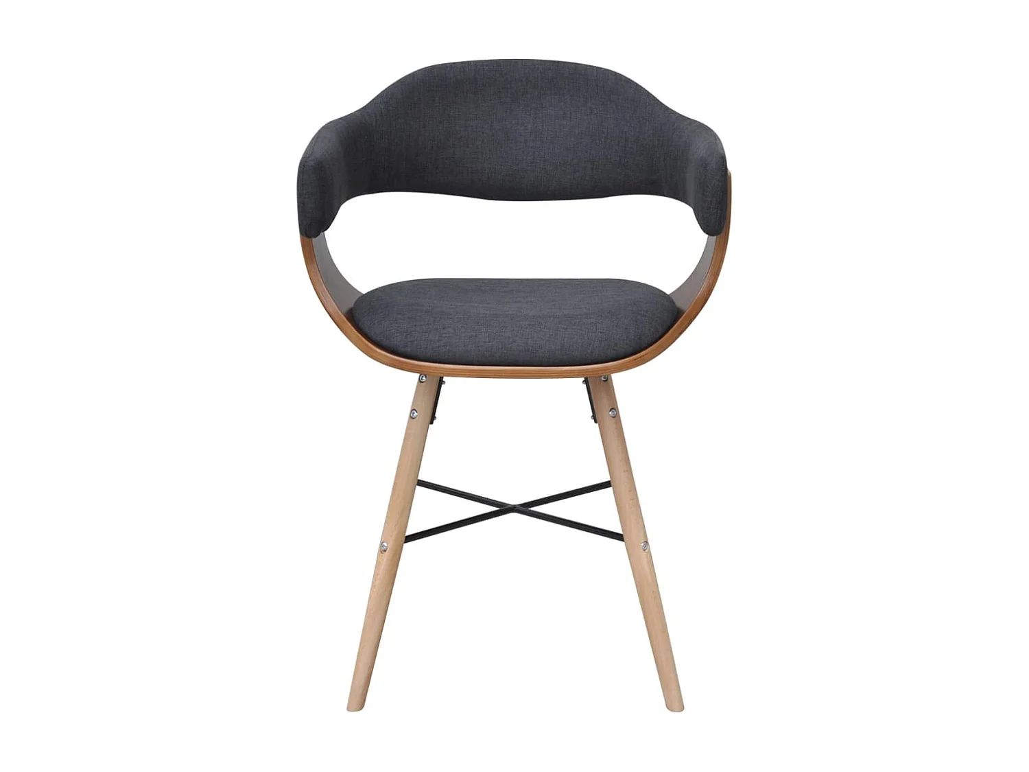 Eetkamerstoelen 4 st gebogen hout en stof donkergrijs