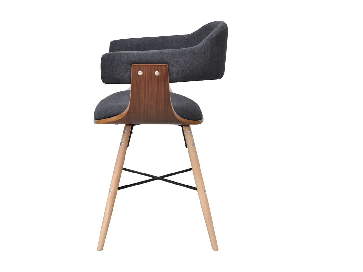 Eetkamerstoelen 4 st gebogen hout en stof donkergrijs