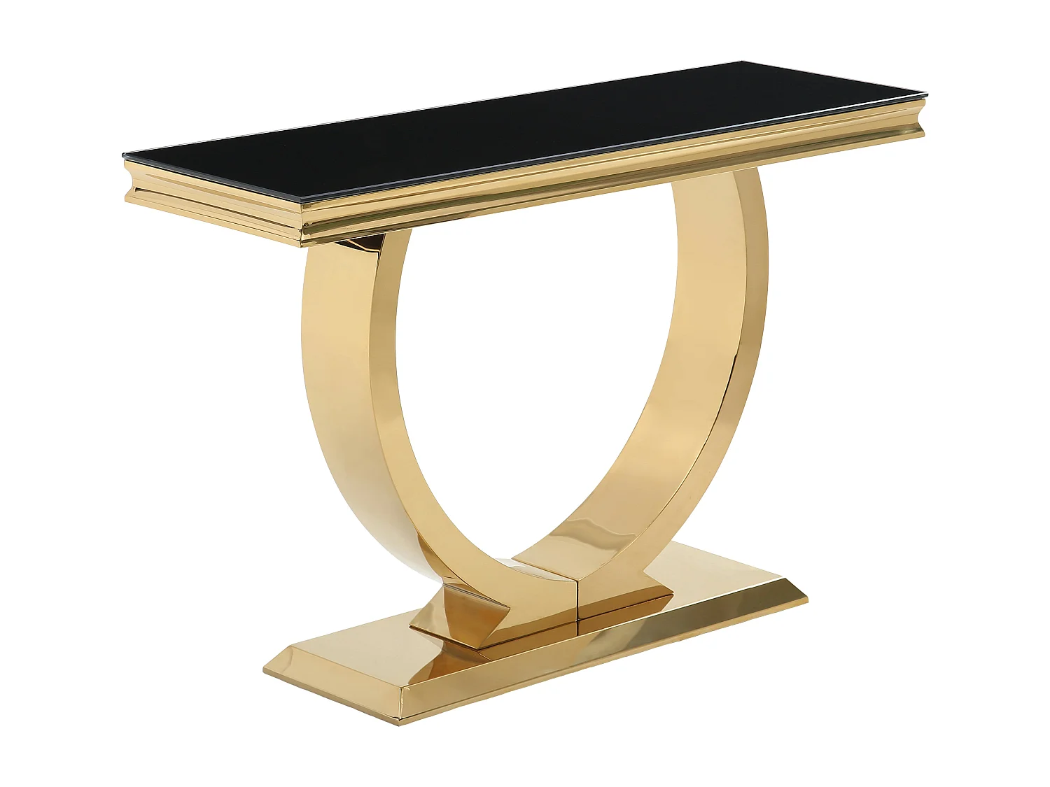 Console en verre trempé et acier inoxydable - Doré et Noir - ROWAN de Pascal Morabito