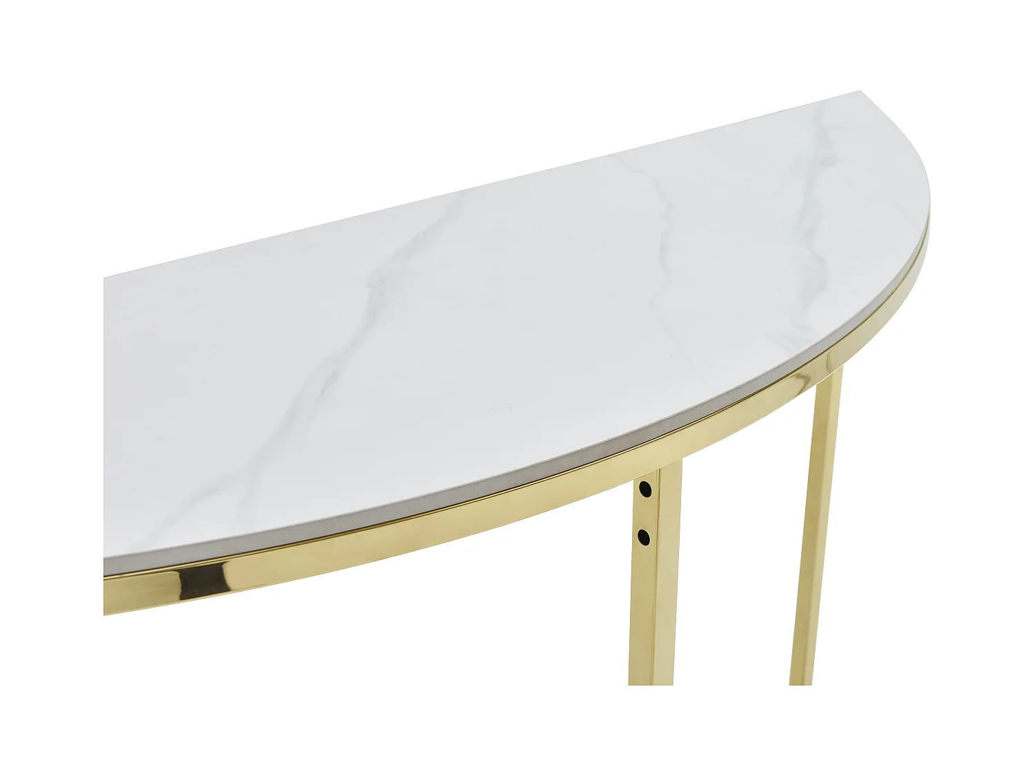 Consoletafel van keramiek en roestvrij staal - Wit marmereffect en goudkleurig - CYLIAN van Pascal Morabito