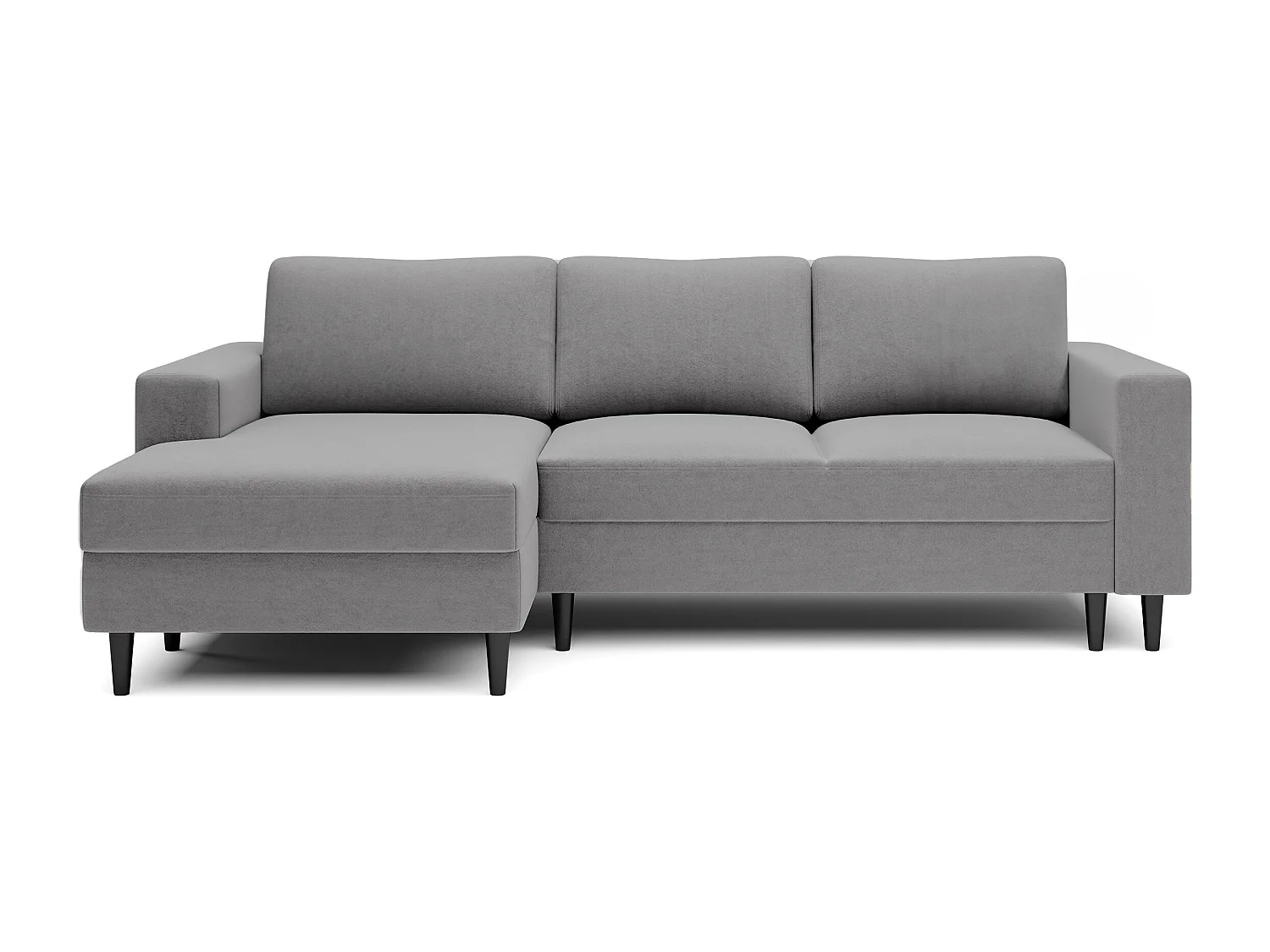 Canapé d'angle - 230 cm - en L avec un coffre de rangement - velours hydrophobe - gris - côté gauche - NALIKA